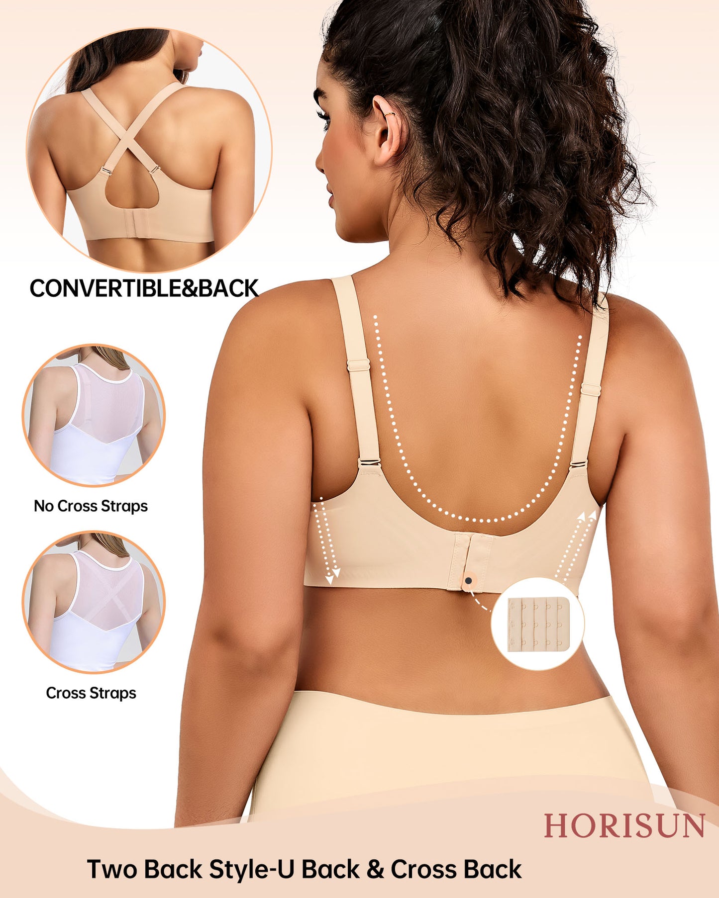 Wireless Bras for Women Full Coverage V Neck Push Up No Underwire Bra with Support Comfortable Everyday Bras