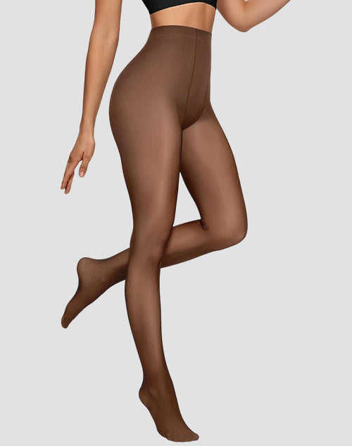 Women Fleece Lined Leggings Sheer Fake Translucent Pantyhose Thermal High Waisted Footed Opaque Tights