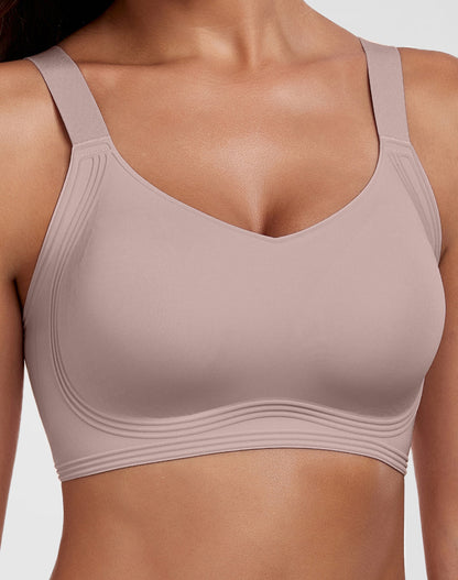 V-Neck Flocking Seamless Bra