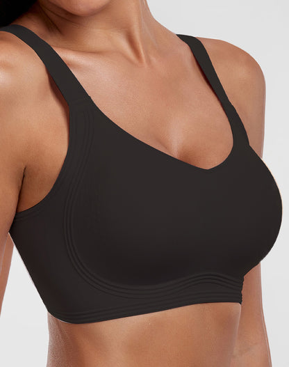 V-Neck Flocking Seamless Bra