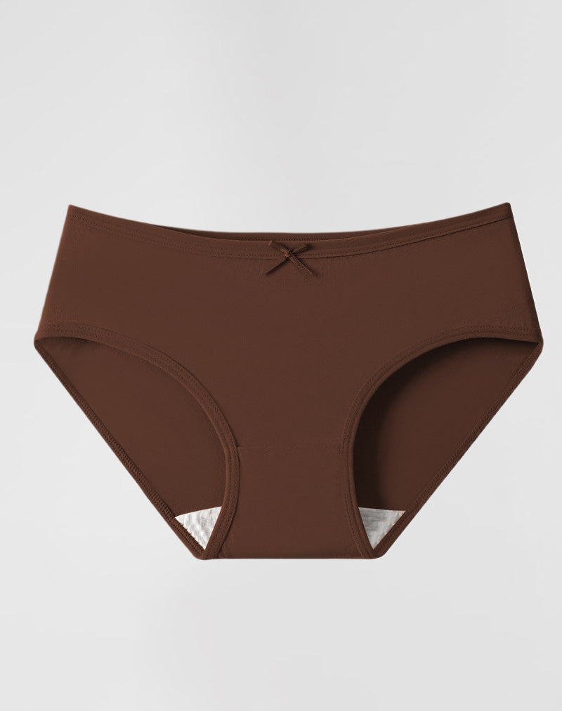 6PCS Maillard Color Mid-rise Bow Cotton Panties