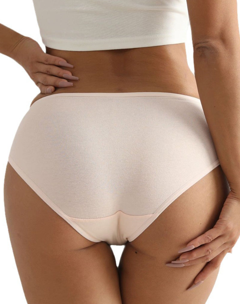 6PCS Maillard Color Mid-rise Bow Cotton Panties