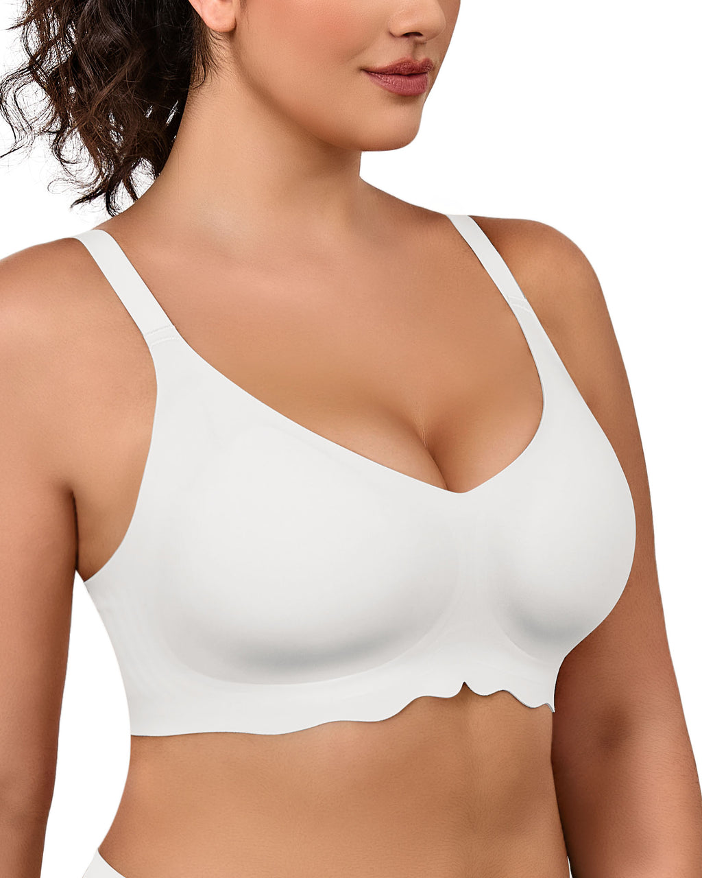 Wireless Bras for Women Full Coverage V Neck Push Up No Underwire Bra with Support Comfortable Everyday Bras