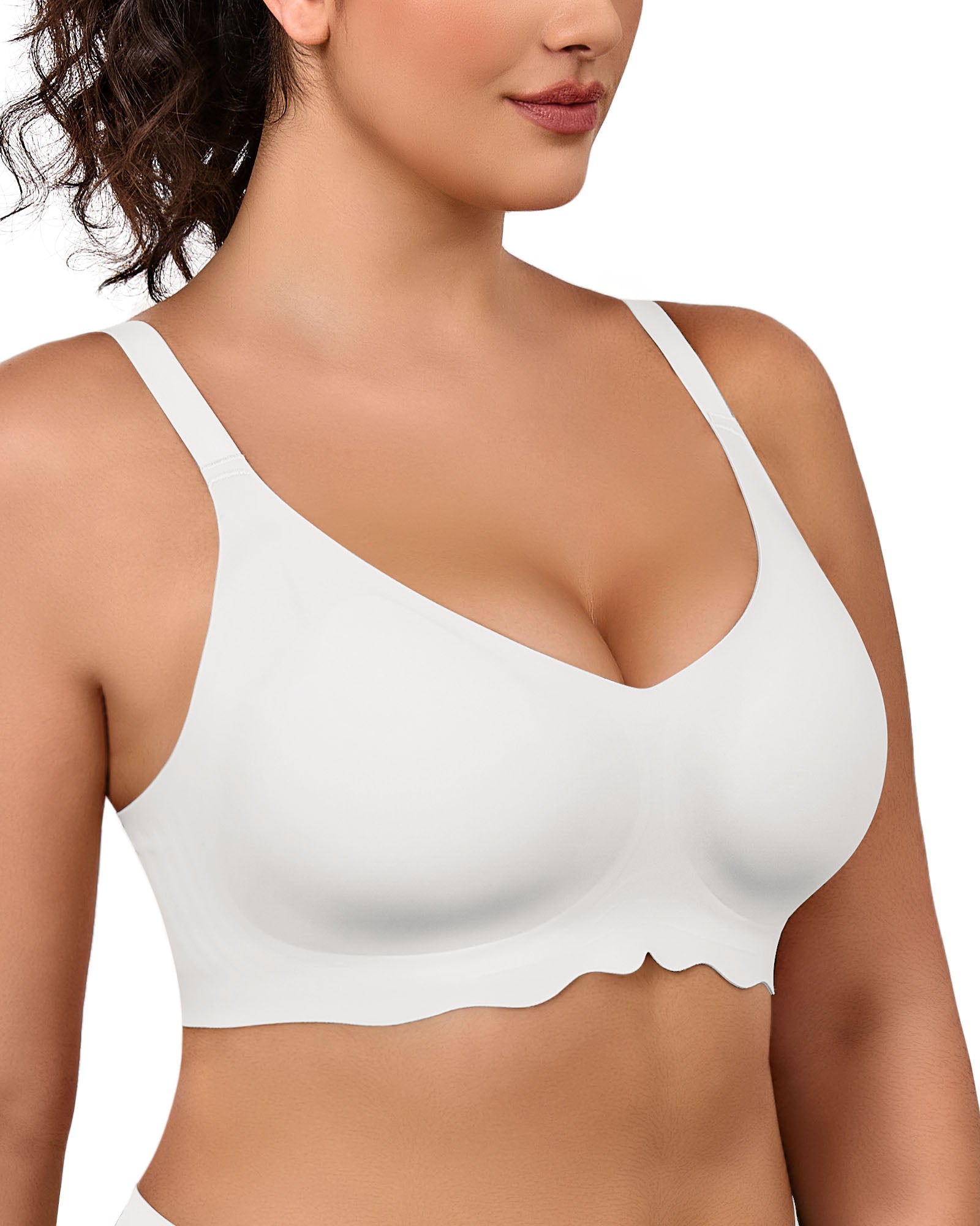 Wireless Bras for Women Full Coverage V Neck Push Up No Underwire Bra with Support Comfortable Everyday Bras