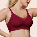 No Underwire Bra for Women Wireless Bras with Soft Support V Neck Mesh Lace Seamless Comfort Bra
