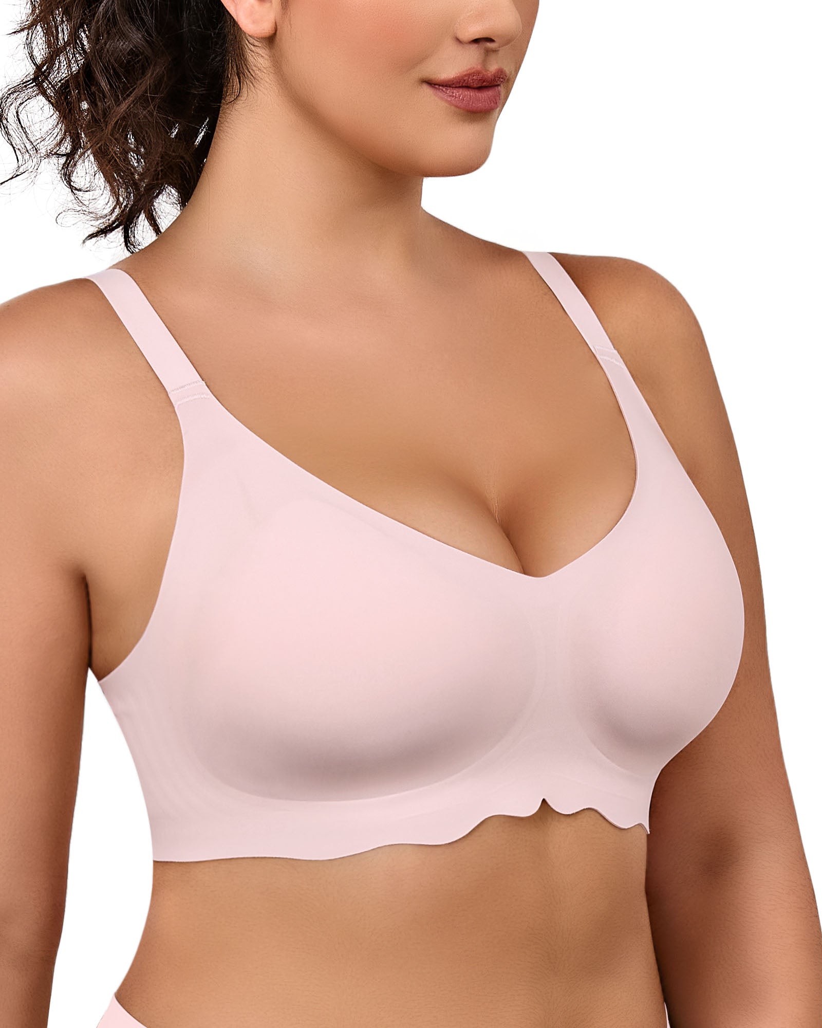 Wireless Bras for Women Full Coverage V Neck Push Up No Underwire Bra with Support Comfortable Everyday Bras