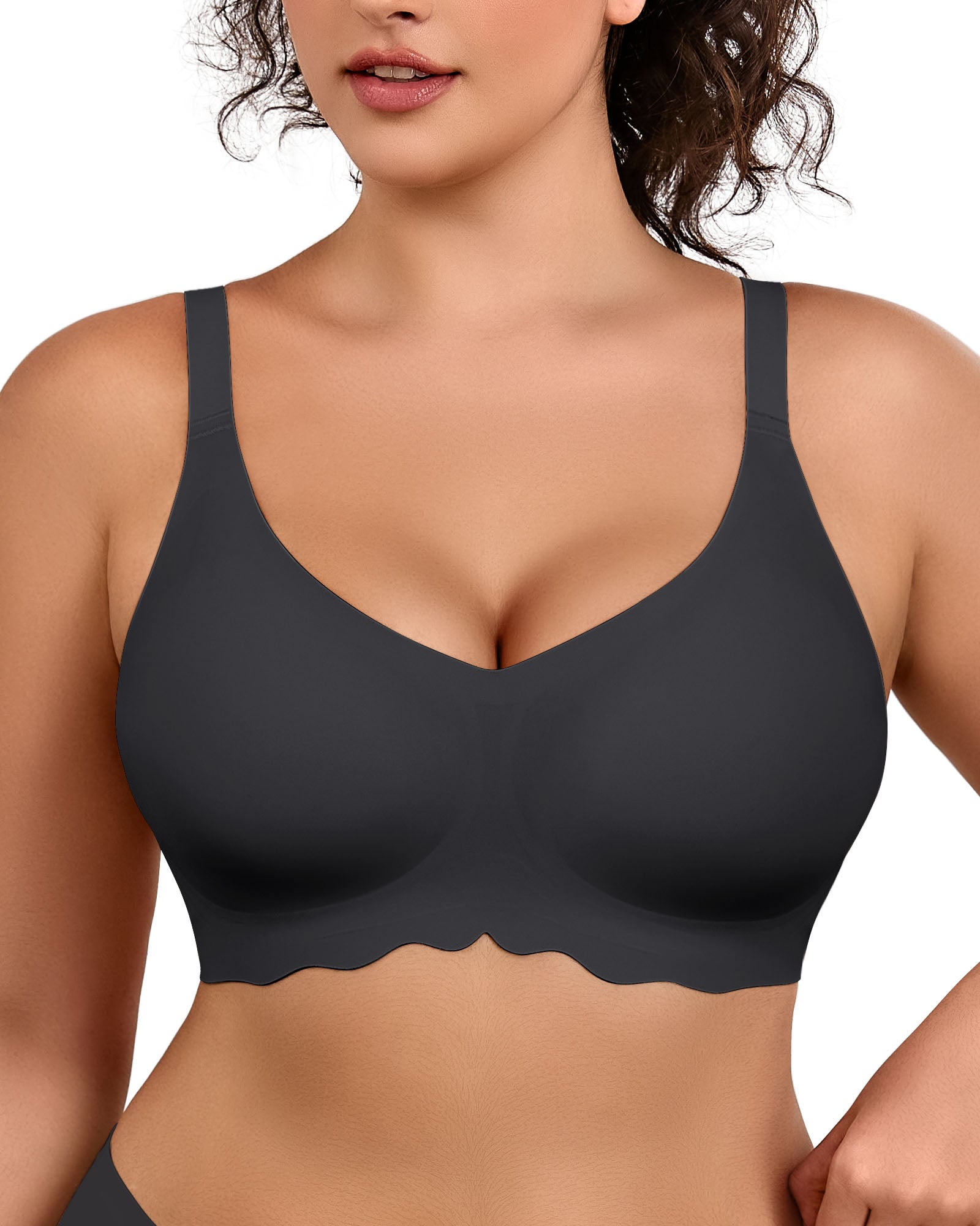 Wireless Bras for Women Full Coverage V Neck Push Up No Underwire Bra with Support Comfortable Everyday Bras