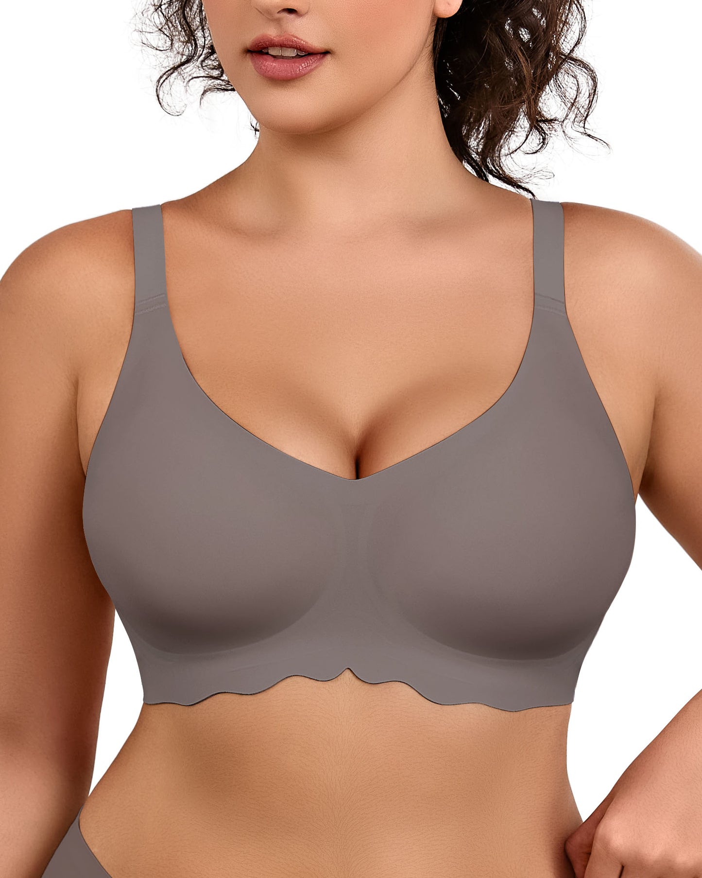 Wireless Bras for Women Full Coverage V Neck Push Up No Underwire Bra with Support Comfortable Everyday Bras