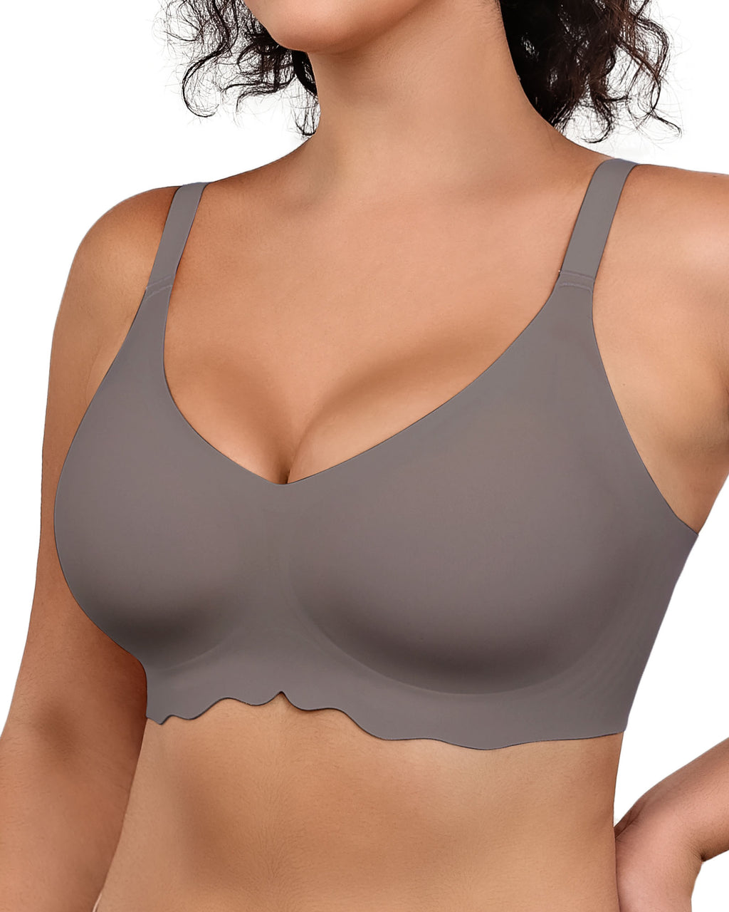 Wireless Bras for Women Full Coverage V Neck Push Up No Underwire Bra with Support Comfortable Everyday Bras