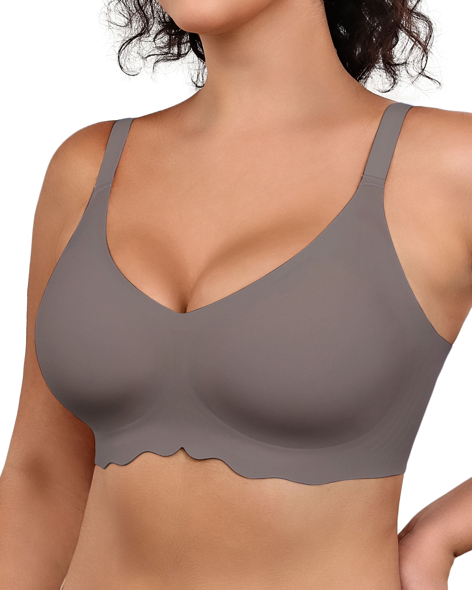 Wireless Bras for Women Full Coverage V Neck Push Up No Underwire Bra with Support Comfortable Everyday Bras