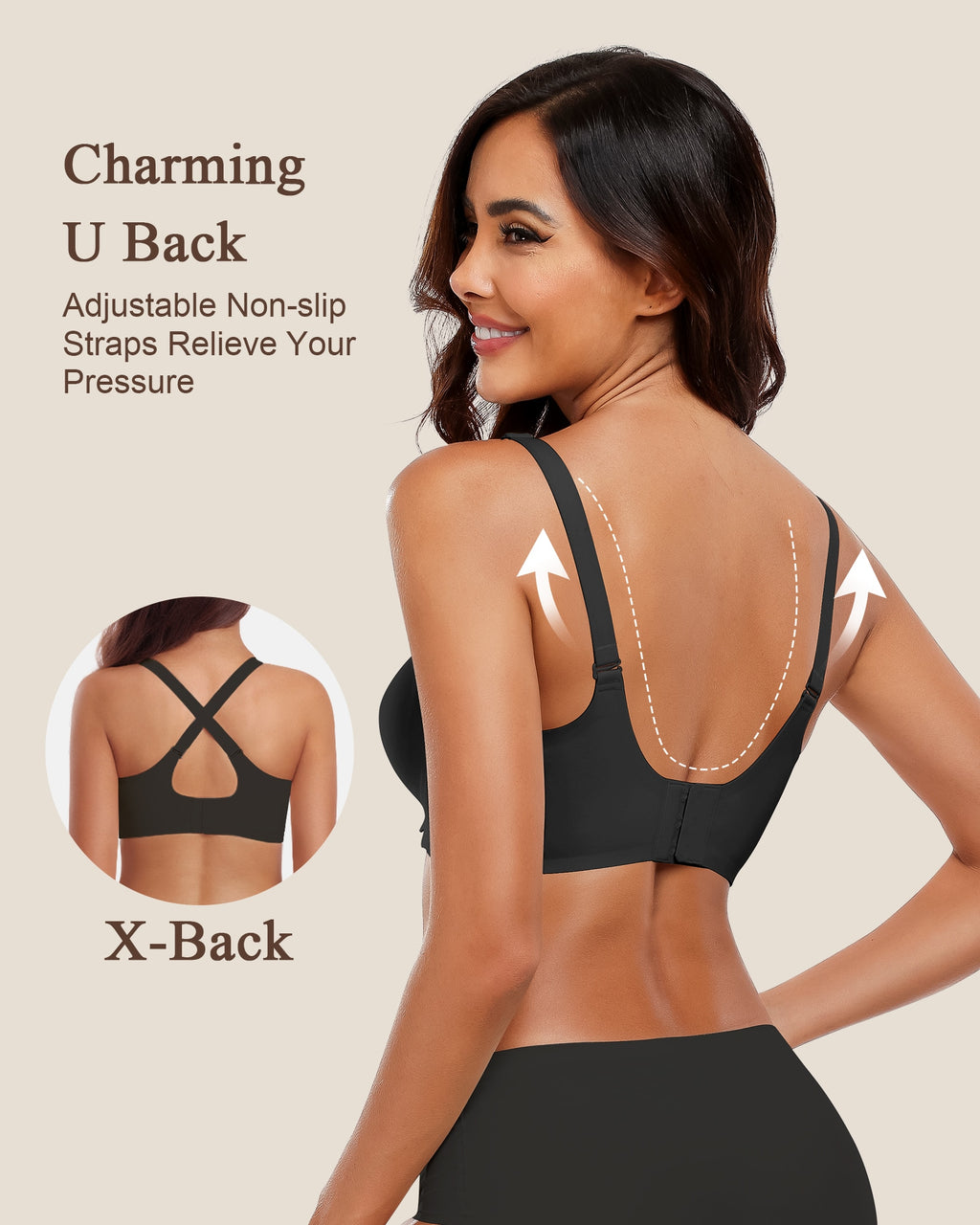 Wireless Seamless Bras for Women No Underwire Wavy V Neck Soft Support Full Coverage Comfortable Bra