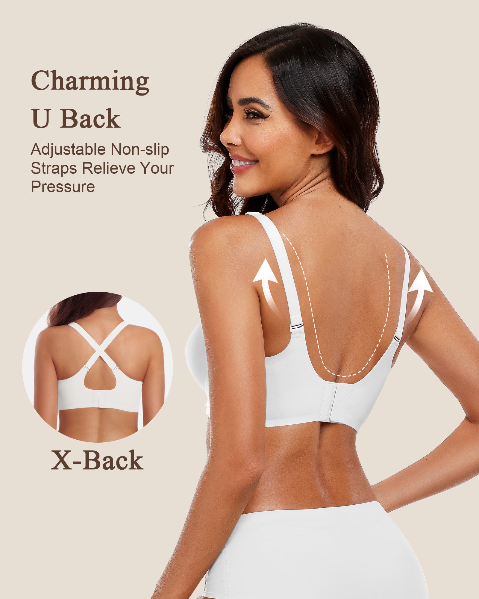 Wireless Seamless Bras for Women No Underwire Wavy V Neck Soft Support Full Coverage Comfortable Bra