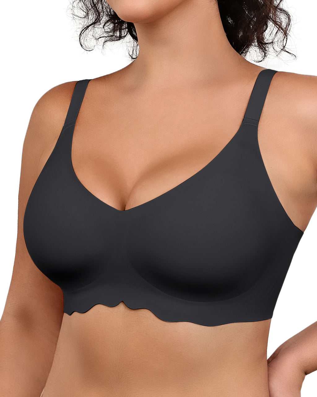 Wireless Bras for Women Full Coverage V Neck Push Up No Underwire Bra with Support Comfortable Everyday Bras