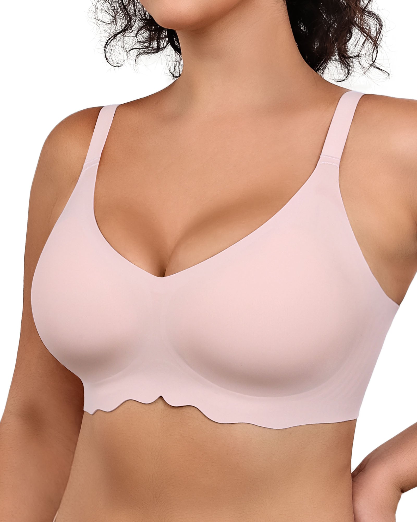 Wireless Bras for Women Full Coverage V Neck Push Up No Underwire Bra with Support Comfortable Everyday Bras