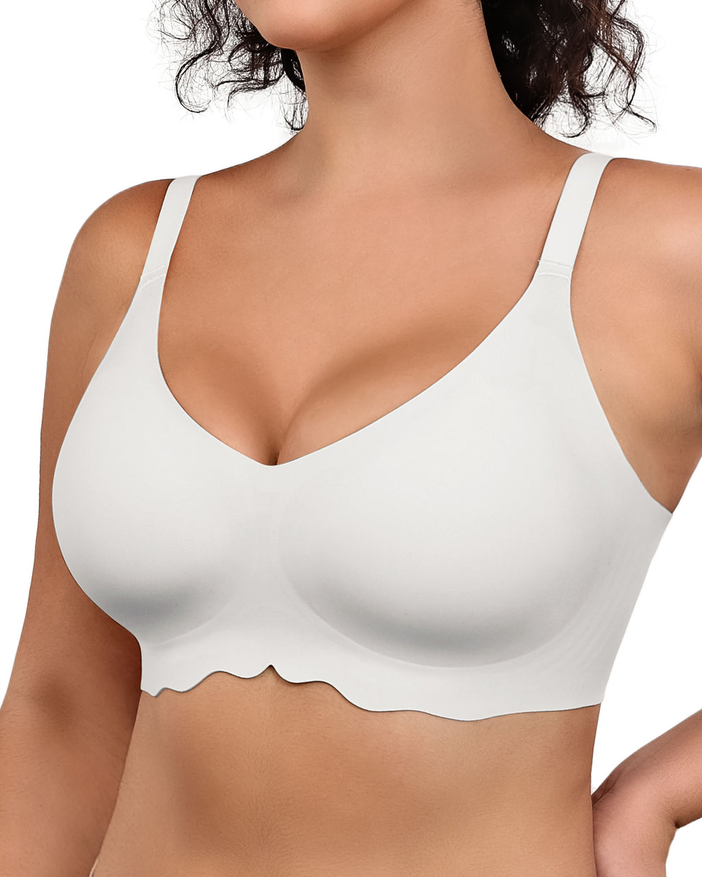 Wireless Bras for Women Full Coverage V Neck Push Up No Underwire Bra with Support Comfortable Everyday Bras