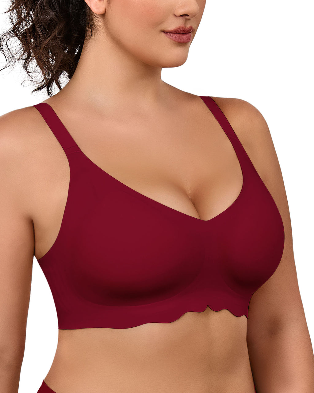 Wireless Bras for Women Full Coverage V Neck Push Up No Underwire Bra with Support Comfortable Everyday Bras