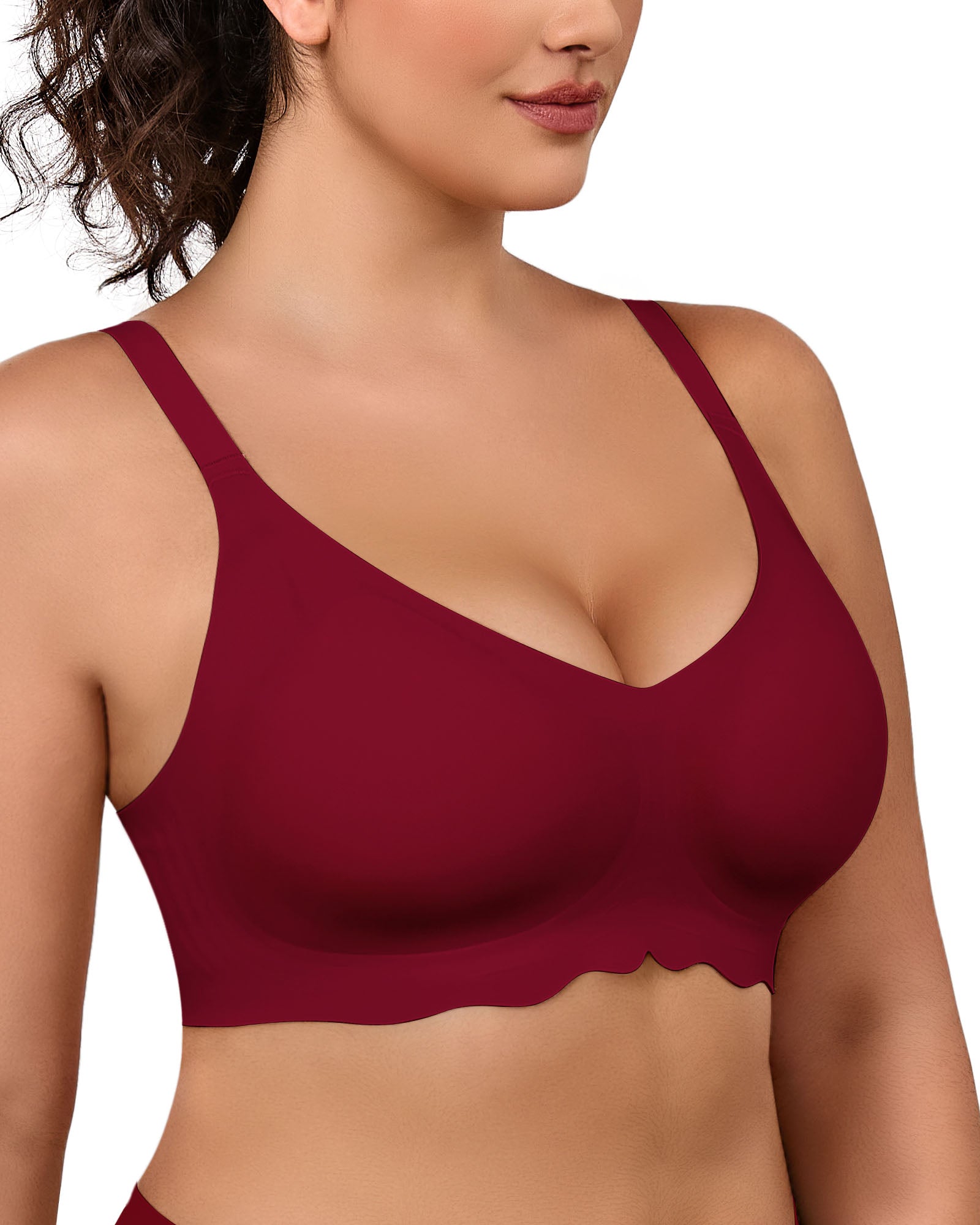 Wireless Bras for Women Full Coverage V Neck Push Up No Underwire Bra with Support Comfortable Everyday Bras