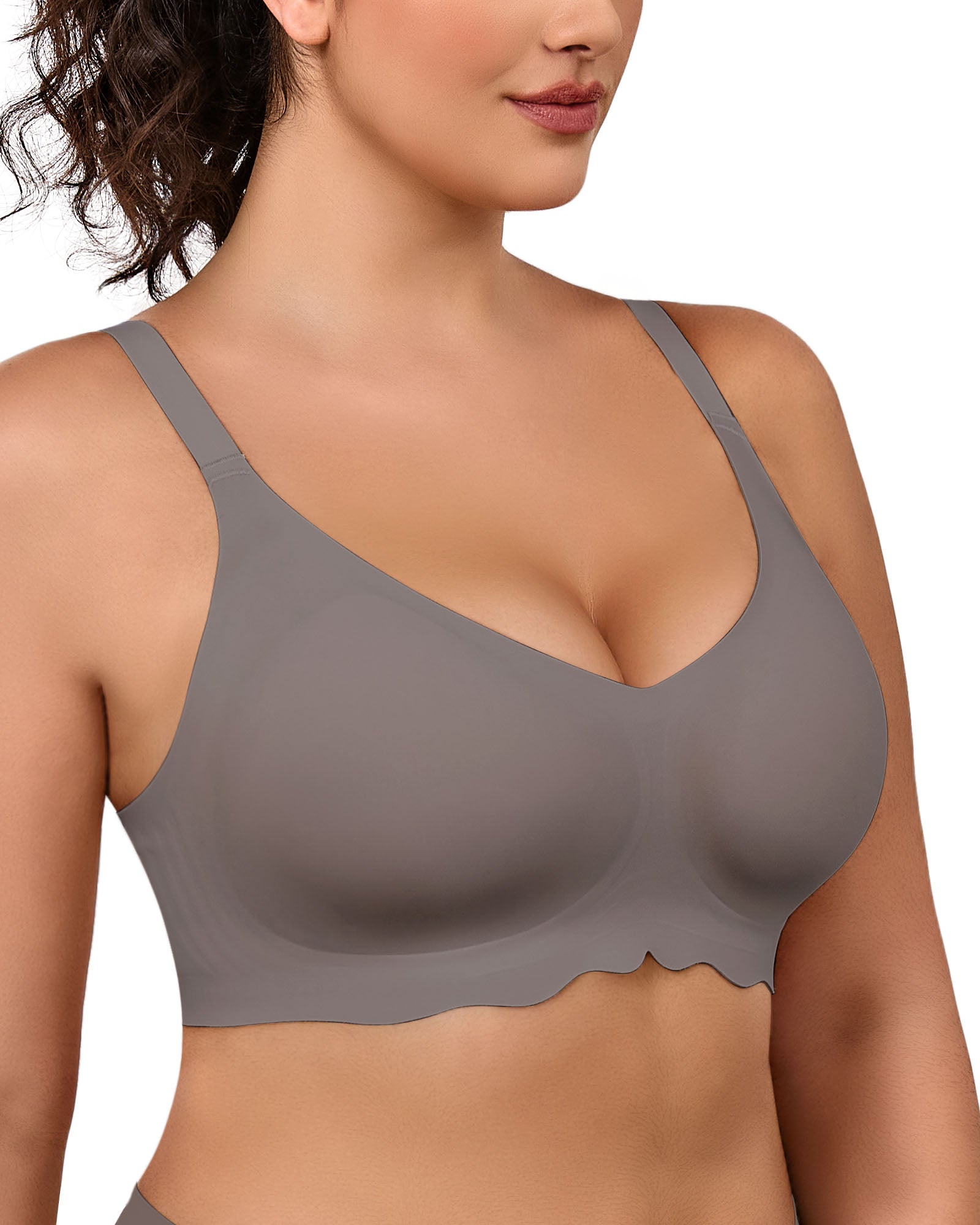 Wireless Bras for Women Full Coverage V Neck Push Up No Underwire Bra with Support Comfortable Everyday Bras