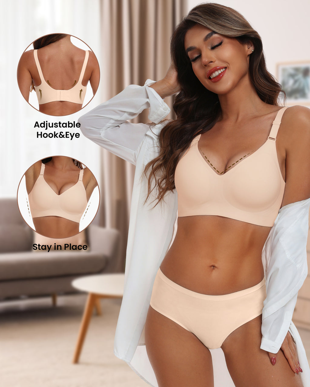HORISUN Comfortable Seamless Full Coverage Bra for Women Wireless Bras with Soft Support Regular and Plus Size
