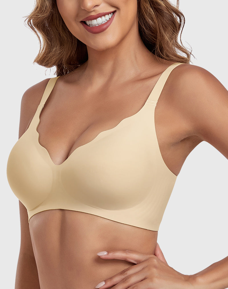 【Big Sale】🔥Wireless Deep V Scalloped Push Up Bra