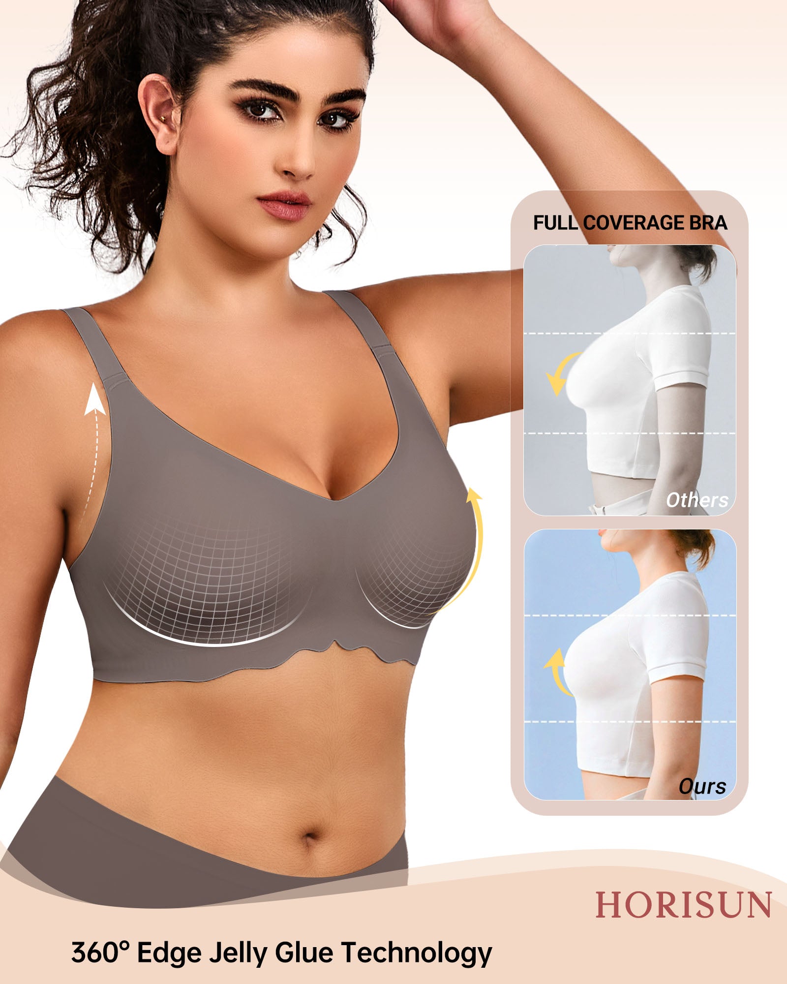 Wireless Bras for Women Full Coverage V Neck Push Up No Underwire Bra with Support Comfortable Everyday Bras