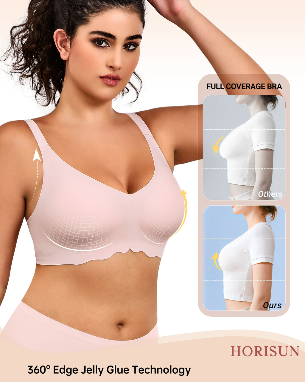 Wireless Bras for Women Full Coverage V Neck Push Up No Underwire Bra with Support Comfortable Everyday Bras