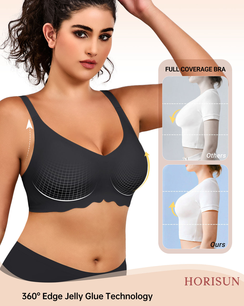 Wireless Bras for Women Full Coverage V Neck Push Up No Underwire Bra with Support Comfortable Everyday Bras