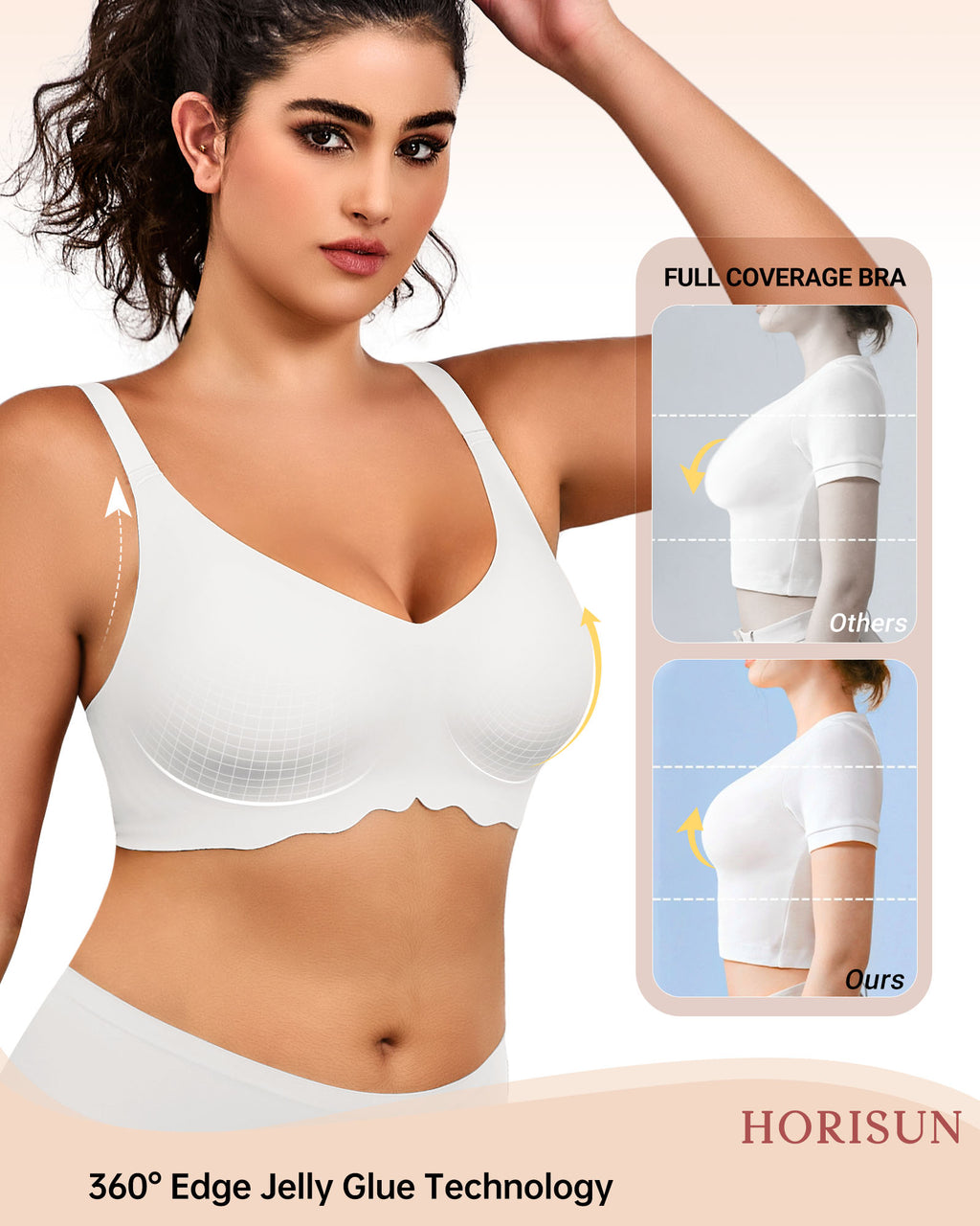 Wireless Bras for Women Full Coverage V Neck Push Up No Underwire Bra with Support Comfortable Everyday Bras