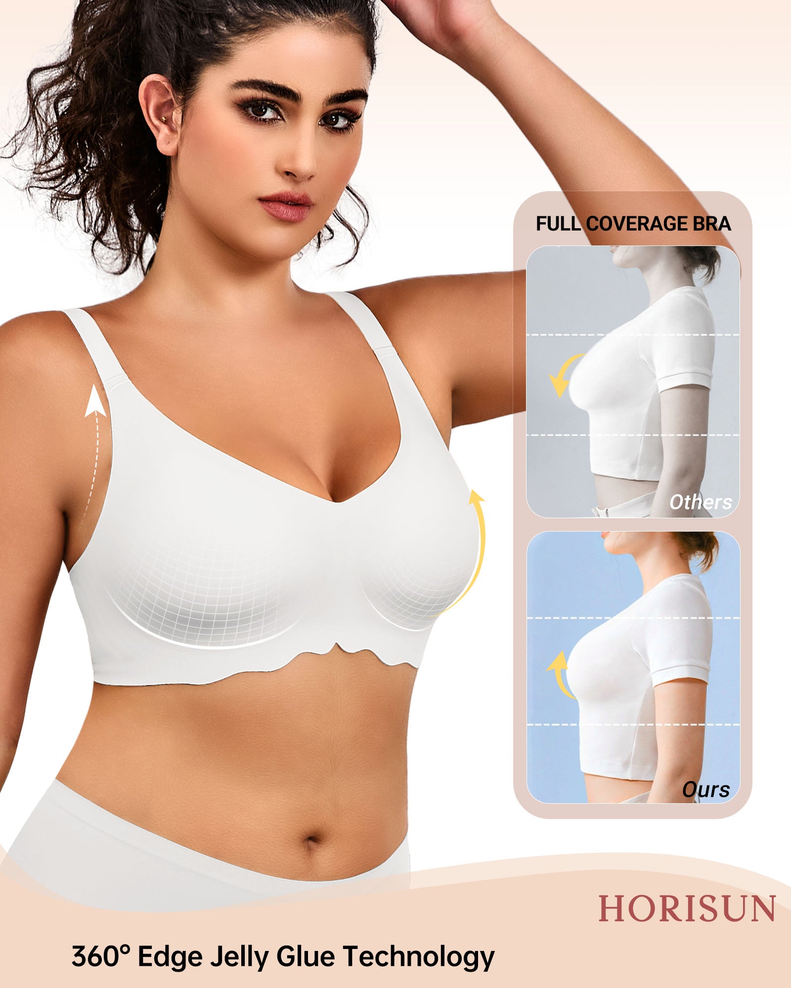 Wireless Bras for Women Full Coverage V Neck Push Up No Underwire Bra with Support Comfortable Everyday Bras