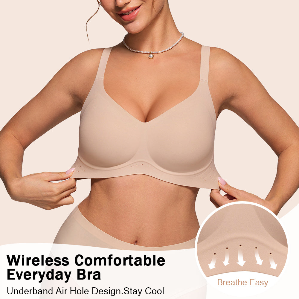 HORISUN Wireless Full Coverage Bras Push Up Comfortable Seamless Jelly Bra