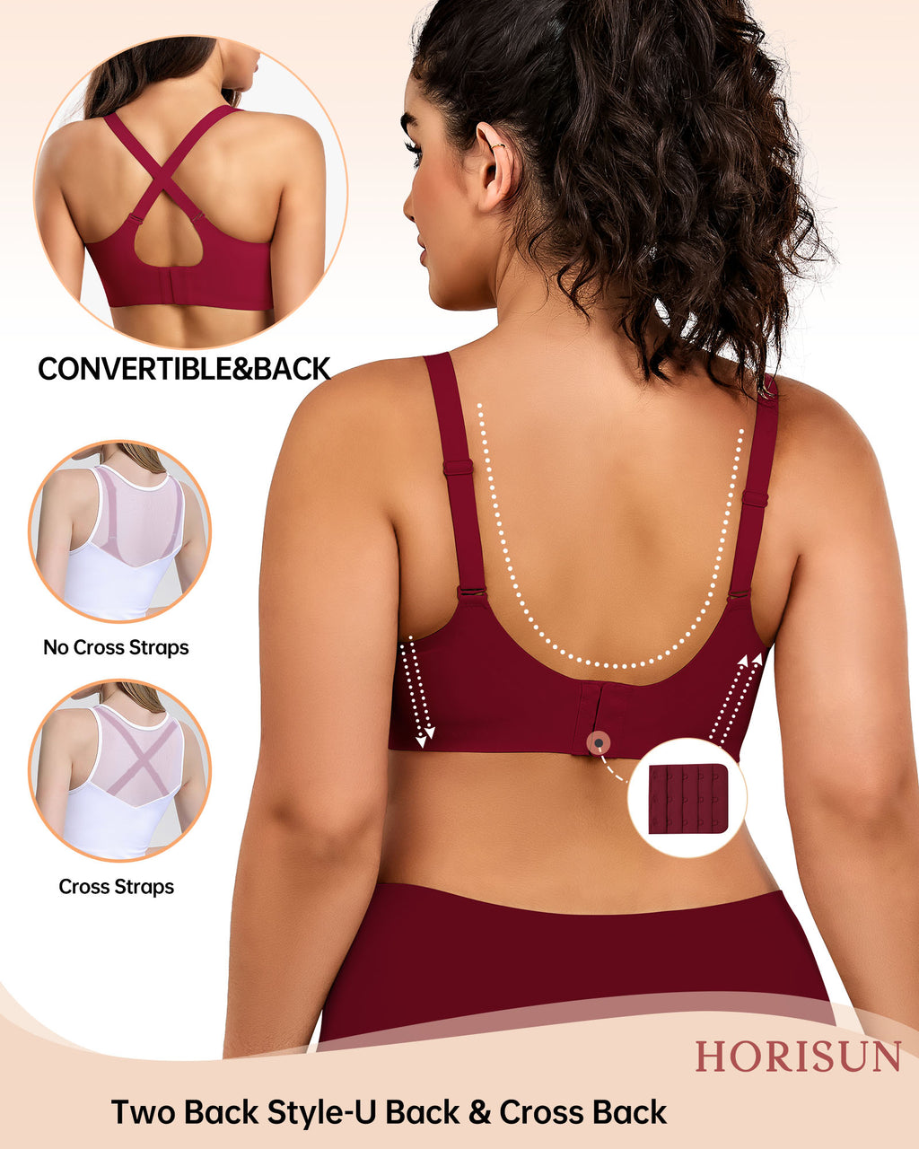 Wireless Bras for Women Full Coverage V Neck Push Up No Underwire Bra with Support Comfortable Everyday Bras