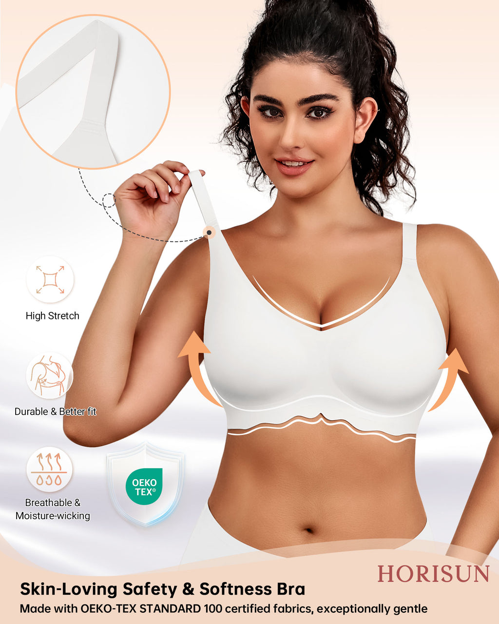 Wireless Bras for Women Full Coverage V Neck Push Up No Underwire Bra with Support Comfortable Everyday Bras