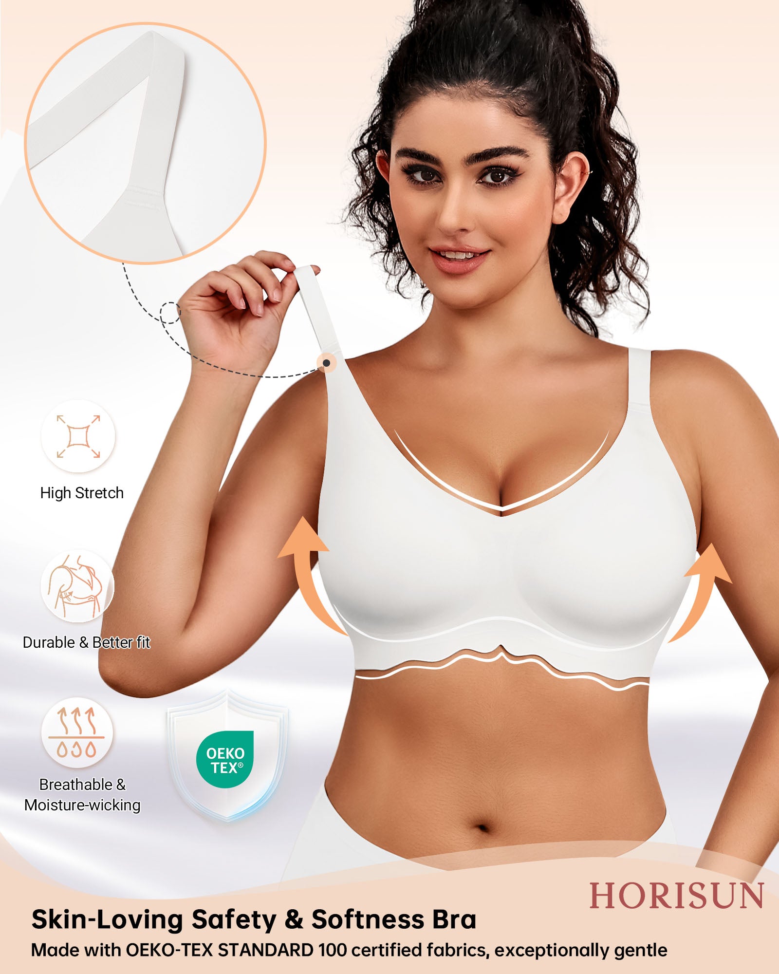 Wireless Bras for Women Full Coverage V Neck Push Up No Underwire Bra with Support Comfortable Everyday Bras