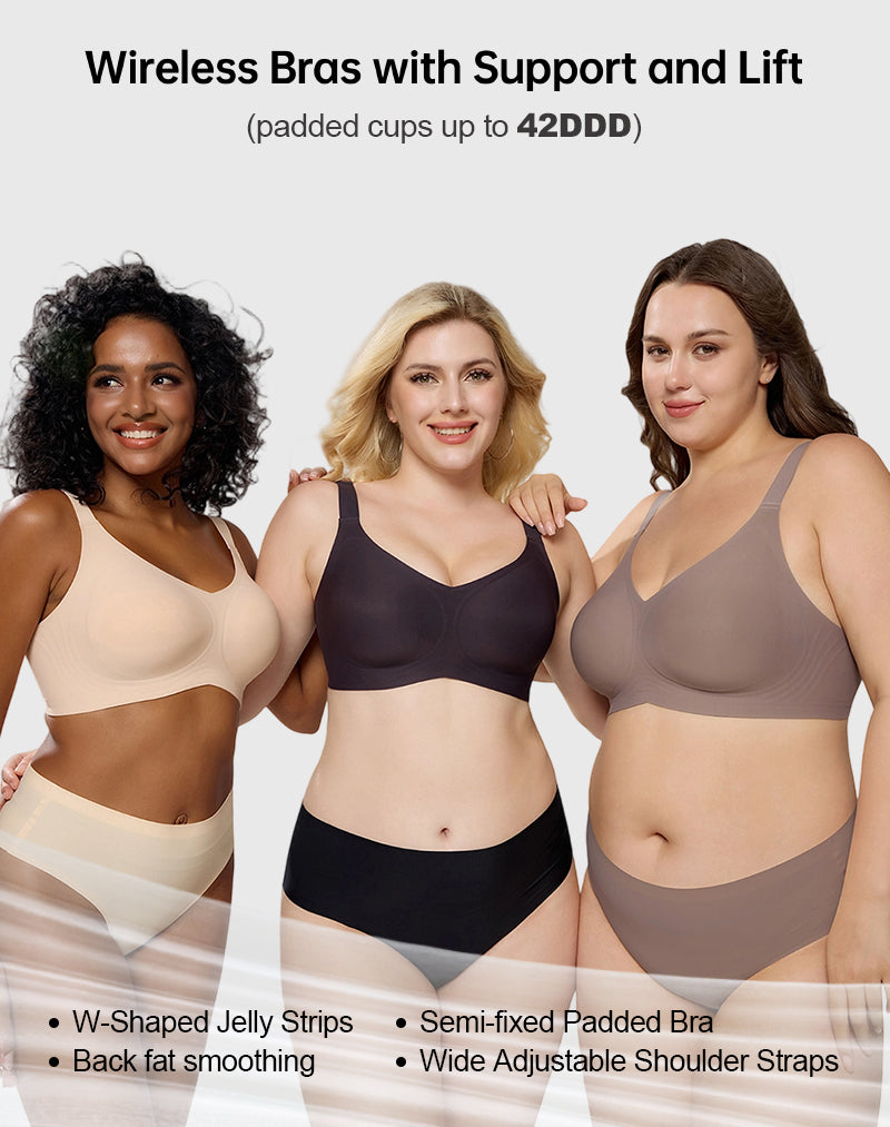 Wireless Seamless Wirefree Support Lift Full Coverage Push Up T Shirt Bra
