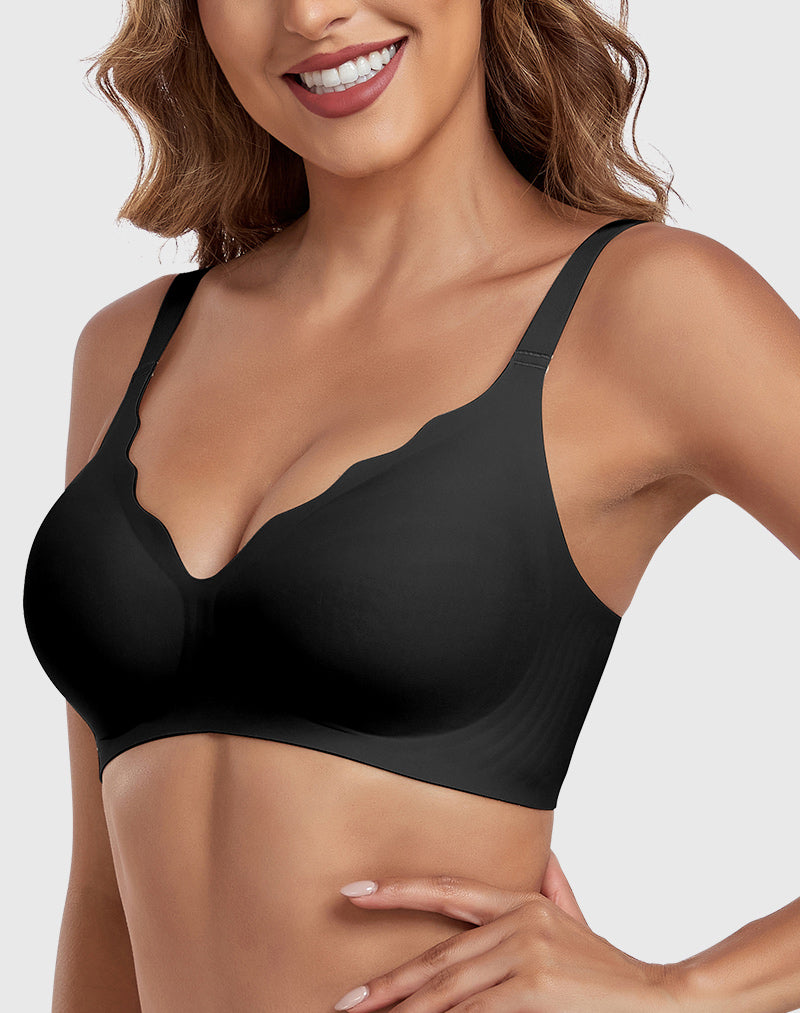 【Big Sale】🔥Wireless Deep V Scalloped Push Up Bra