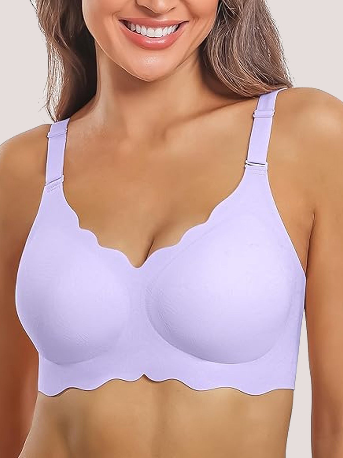 Lace Floral V Neck Wavy Seamless Bra