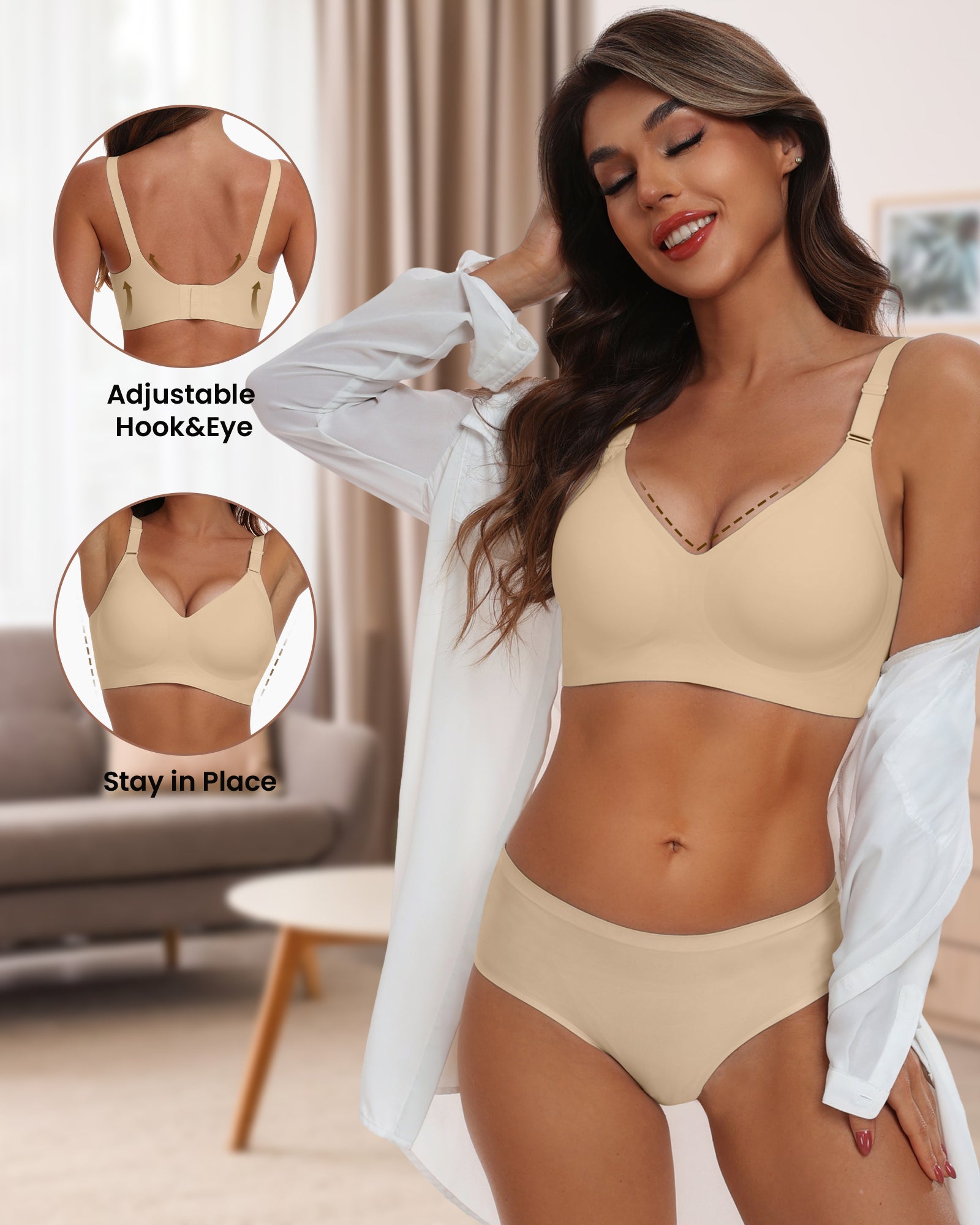 HORISUN Comfortable Seamless Full Coverage Bra for Women Wireless Bras with Soft Support Regular and Plus Size