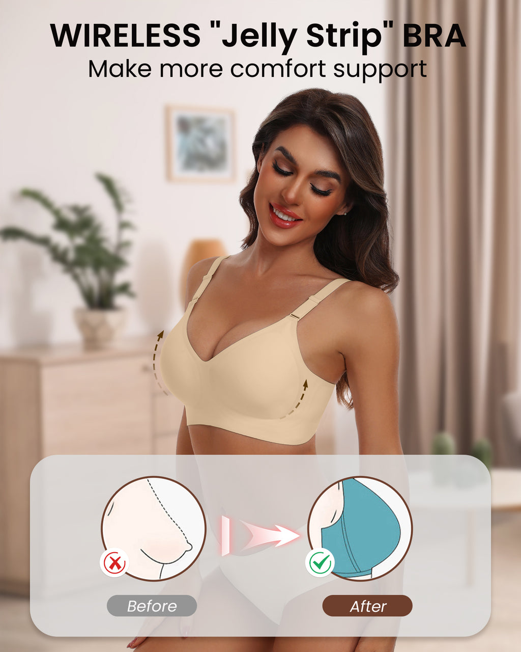 HORISUN Comfortable Seamless Full Coverage Bra for Women Wireless Bras with Soft Support Regular and Plus Size