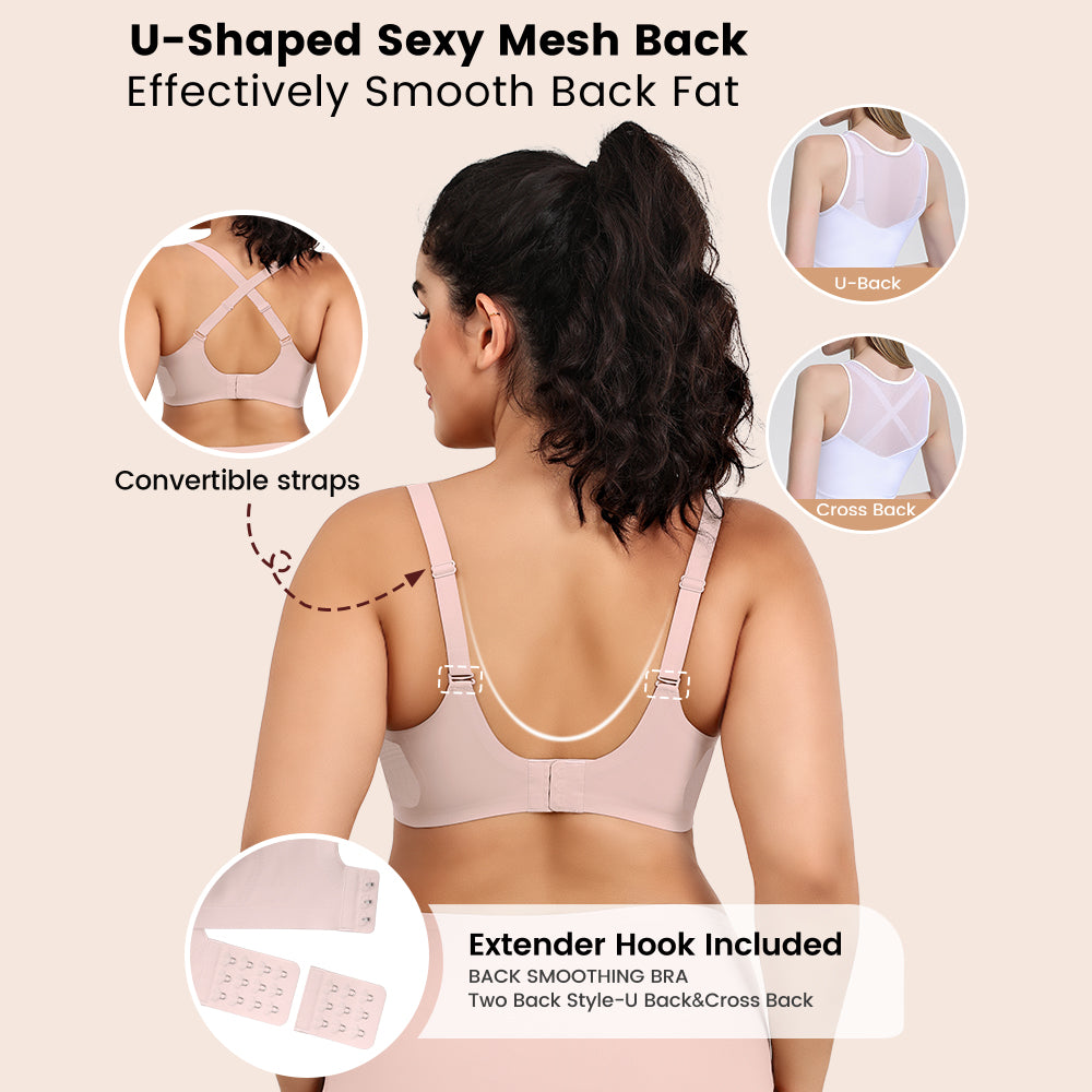 No Underwire Bra for Women Wireless Bras with Soft Support V Neck Mesh Lace Seamless Comfort Bra