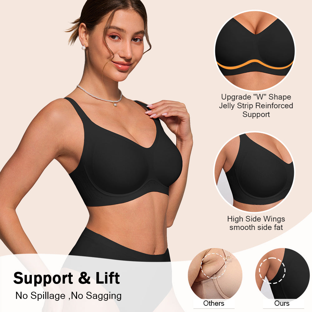HORISUN Wireless Full Coverage Bras Push Up Comfortable Seamless Jelly Bra