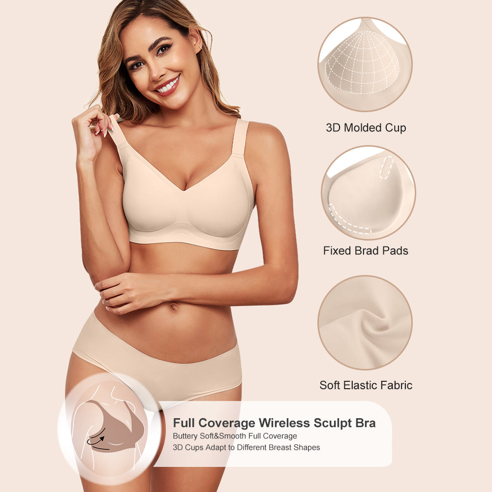 Wireless Bras for Women Soft Comfortable No Underwire T Shirt Bra Seamless Full Coverage Bras with Support