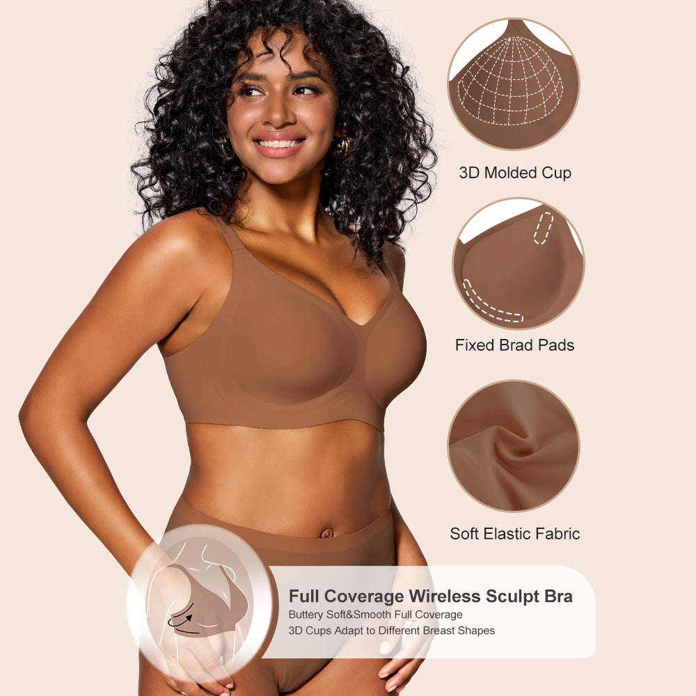 Wireless Bras for Women Soft Comfortable No Underwire T Shirt Bra Seamless Full Coverage Bras with Support