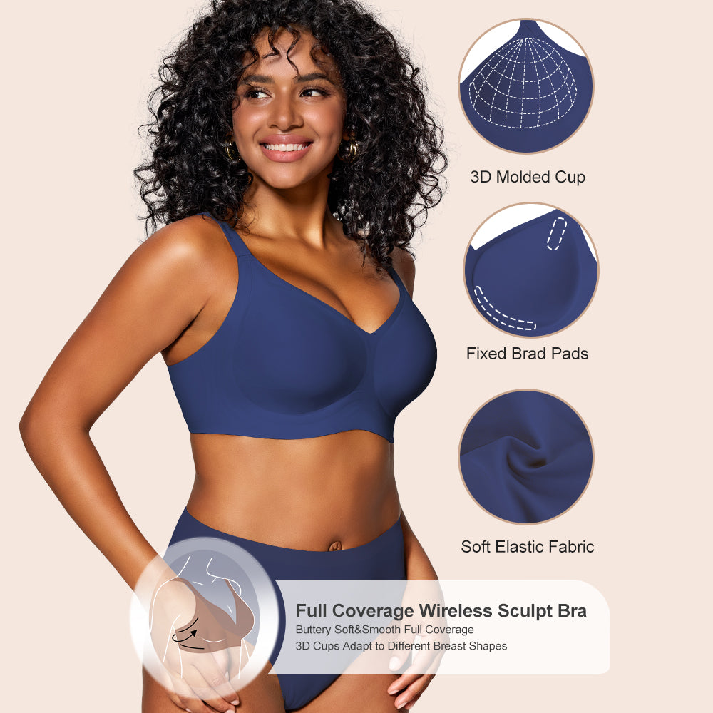 Wireless Bras for Women Soft Comfortable No Underwire T Shirt Bra Seamless Full Coverage Bras with Support