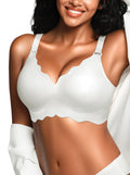 Wireless Seamless Bras for Women No Underwire Wavy V Neck Soft Support Full Coverage Comfortable Bra