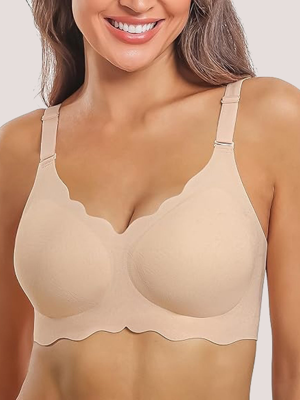 Lace Floral V Neck Wavy Seamless Bra