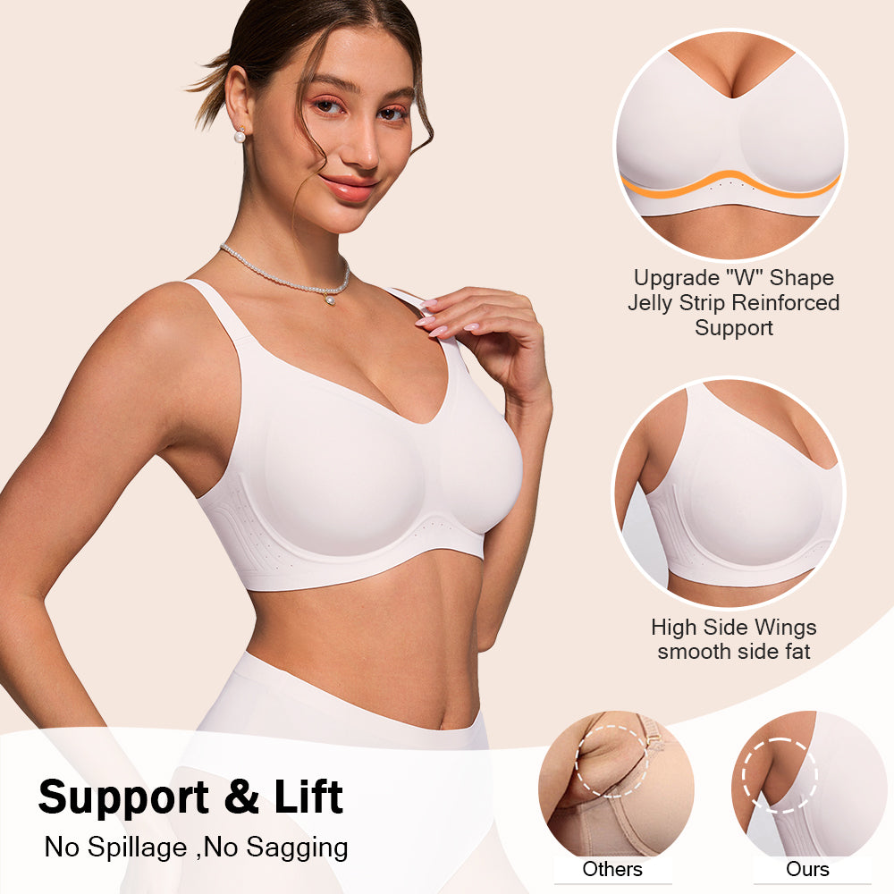 HORISUN Wireless Full Coverage Bras Push Up Comfortable Seamless Jelly Bra
