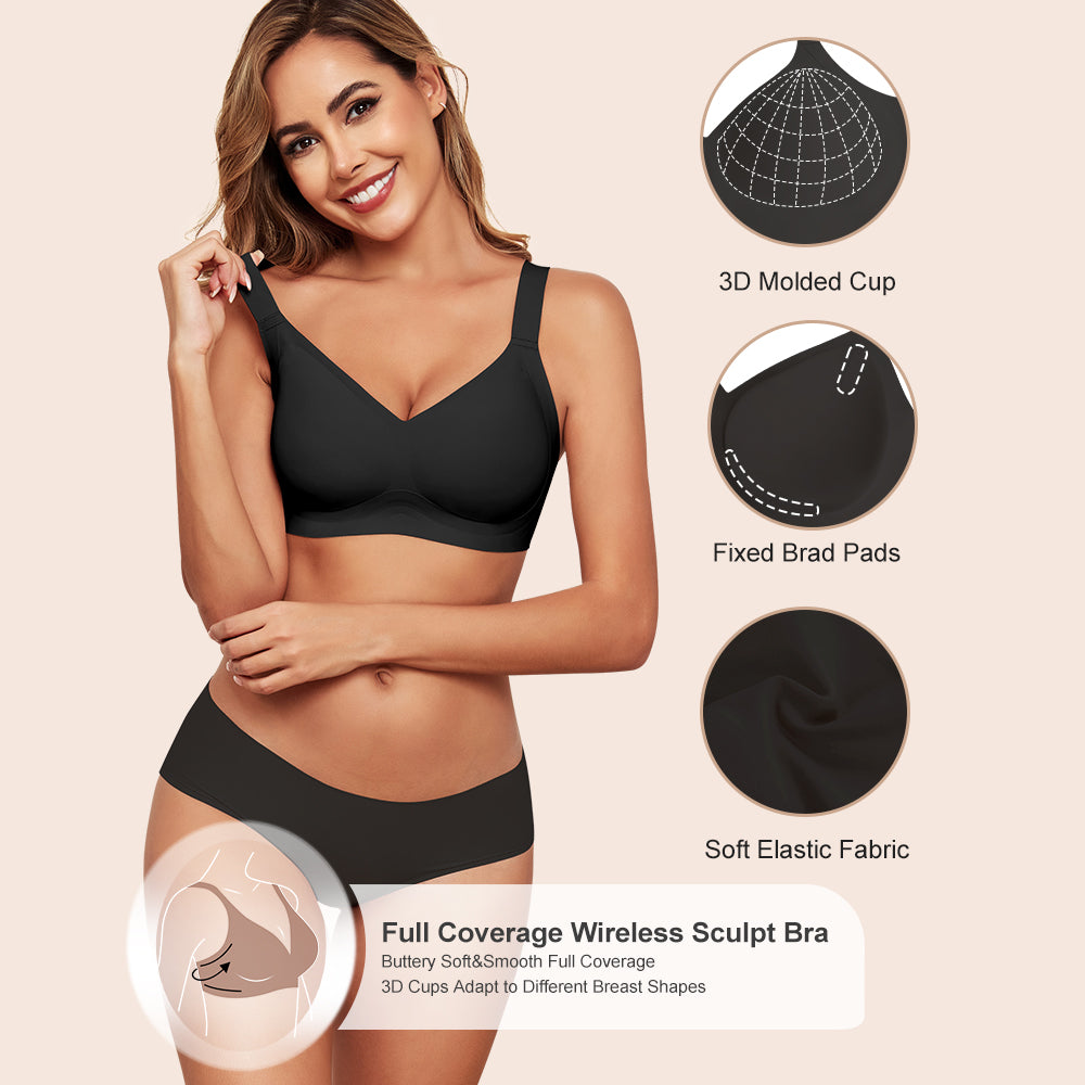 Wireless Bras for Women Soft Comfortable No Underwire T Shirt Bra Seamless Full Coverage Bras with Support