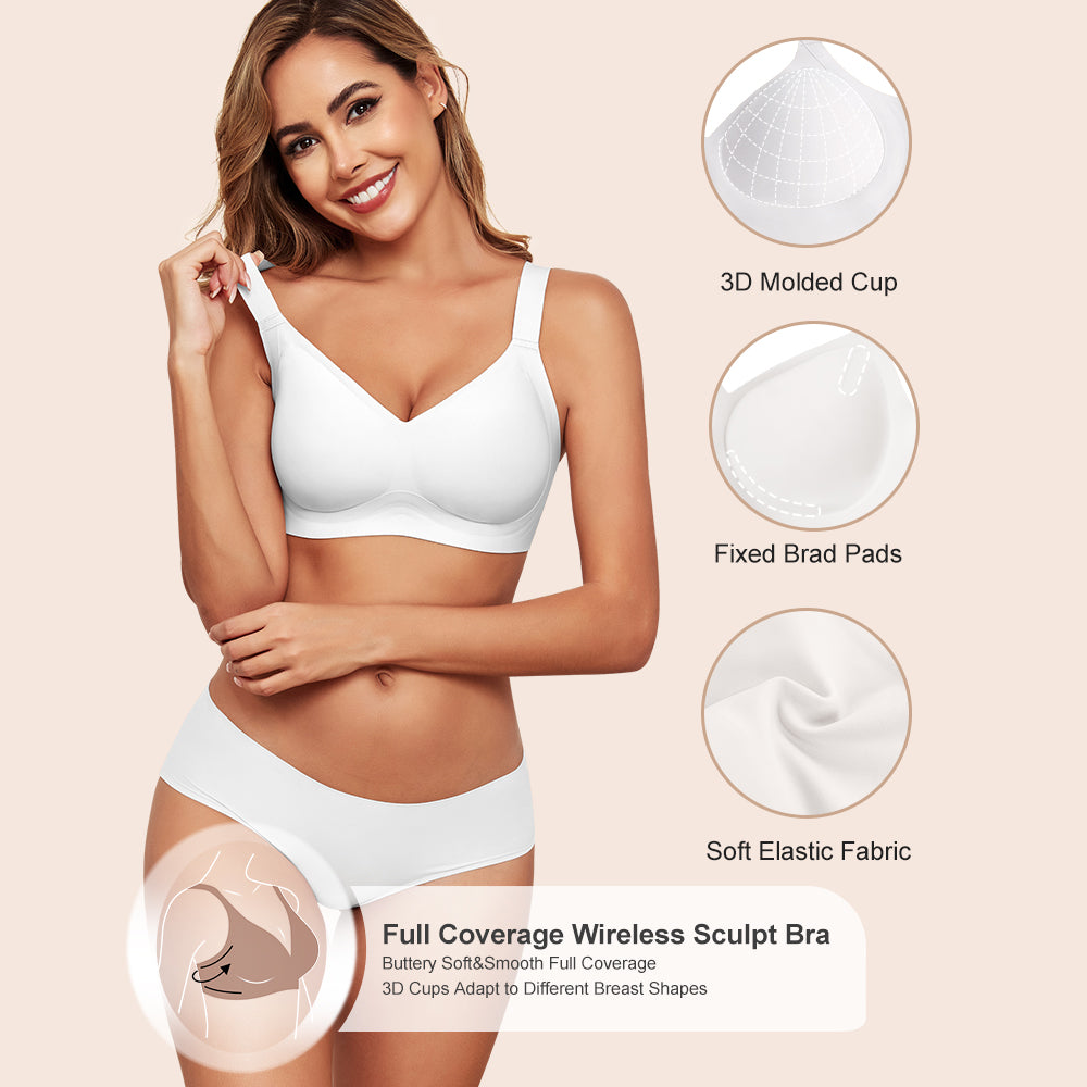Wireless Bras for Women Soft Comfortable No Underwire T Shirt Bra Seamless Full Coverage Bras with Support
