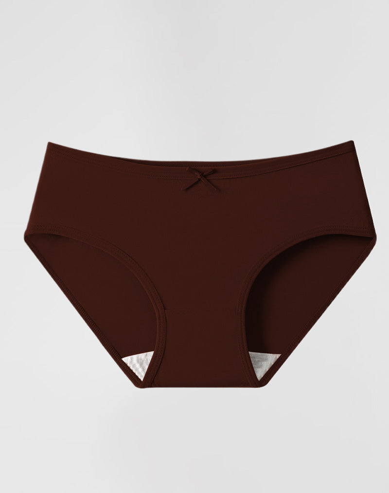 6PCS Maillard Color Mid-rise Bow Cotton Panties