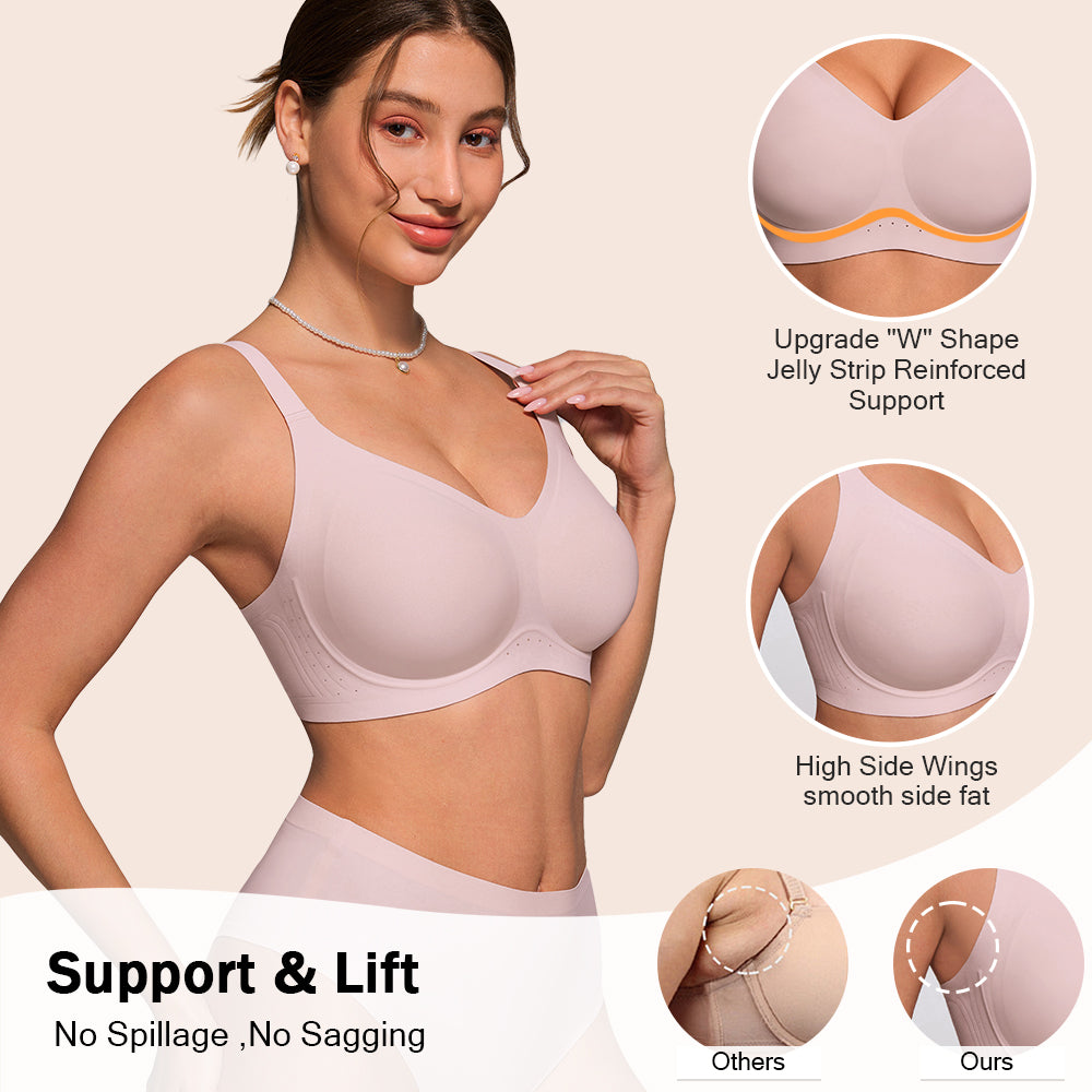 HORISUN Wireless Full Coverage Bras Push Up Comfortable Seamless Jelly Bra